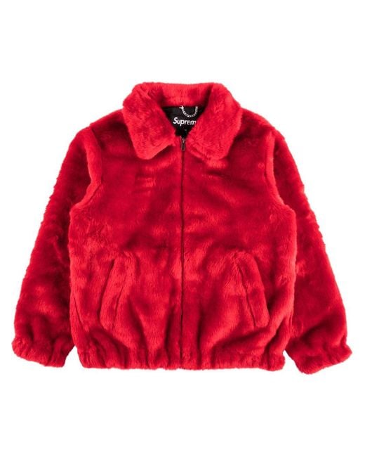 Supreme Supreme Faux Fur Bomber Jacket in Red for Men | Lyst