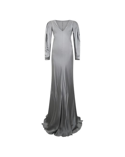Alberta Ferretti Gray V-Neck Gown