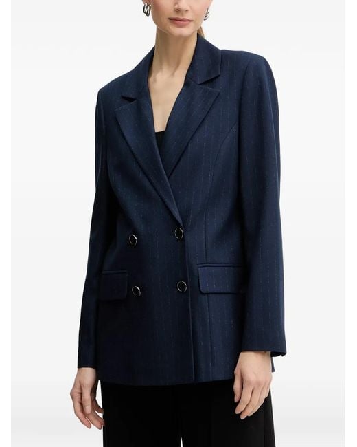 Guess Blue Pinstripe Double-Breasted Blazer