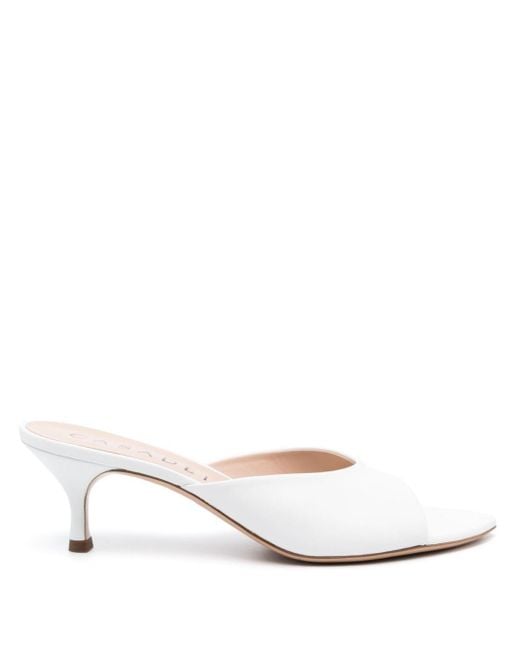 Casadei White Scarlet Mules 50mm