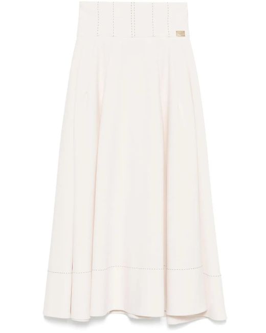 Elisabetta Franchi Midi-Rok Met Contrasterend Stiksel in het White