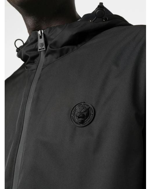 Philipp Plein Black Zip-Up Hooded Jacket for men