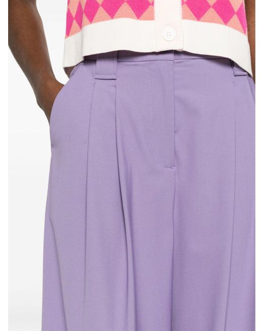Pantalon ample à design plissé Ganni en coloris Purple