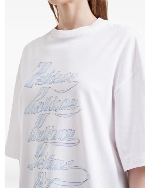 we11done White Logo-Print Cotton T-Shirt