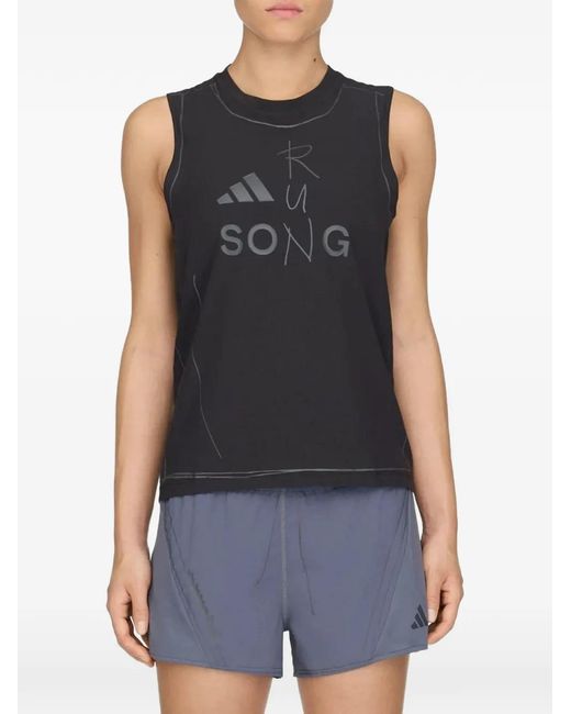 Adidas Blue Sftm Adi365 Logo-Print Tank Top