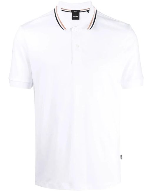 Polo A Maniche Corte di Boss in White da Uomo