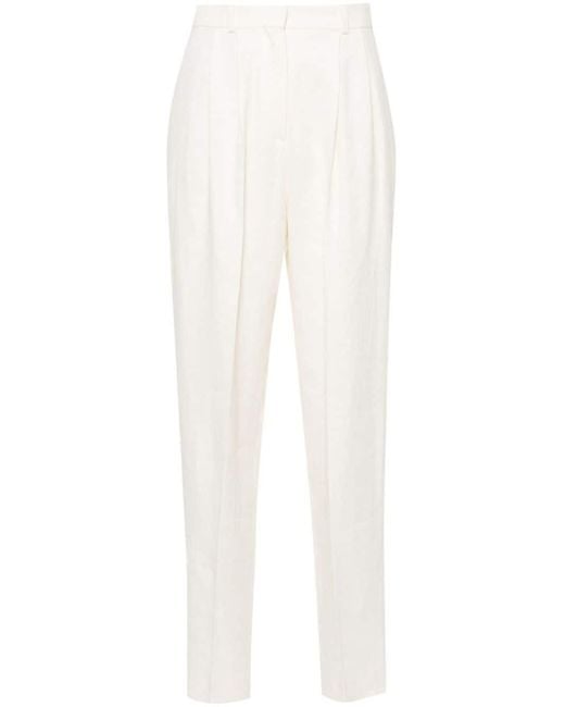 Boss White Tapered Twill Trousers