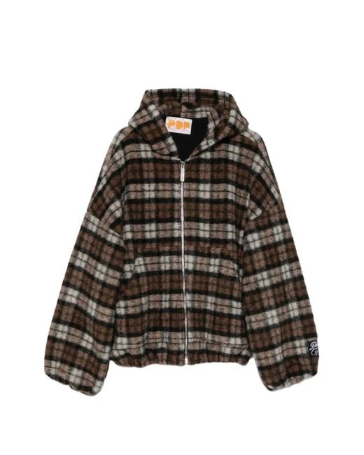 PDF Black Check-Pattern Hooded Jacket for men