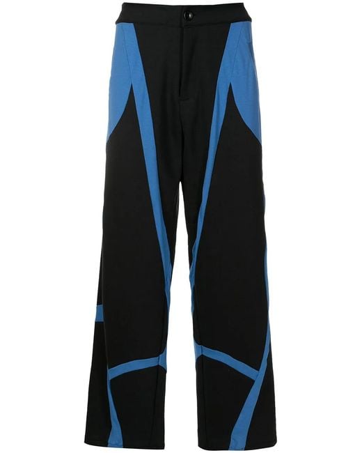 Amir Slama Blue Panelled Straight-Leg Trousers for men