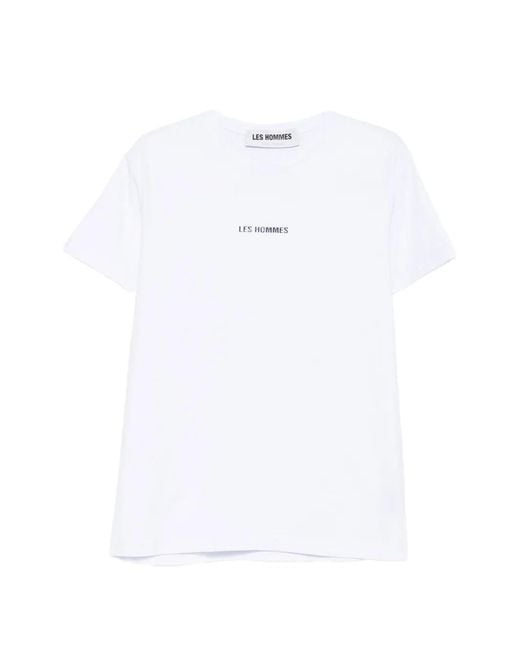 Les Hommes White Logo-Print T-Shirt for men