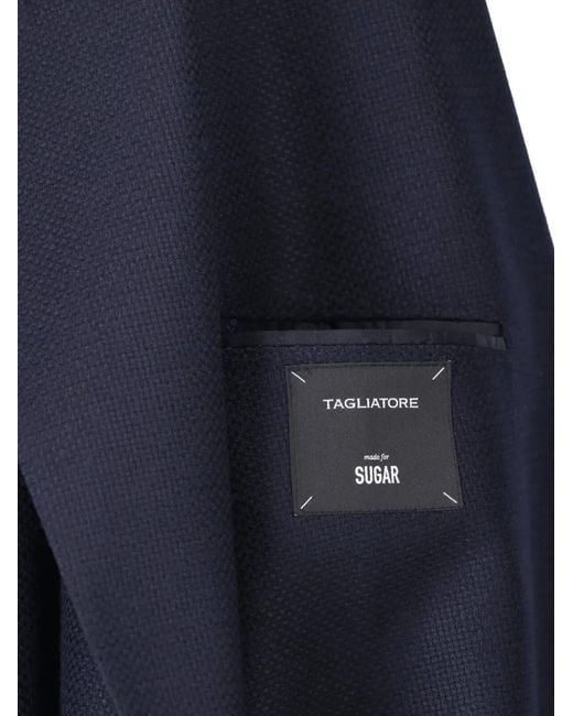 Tagliatore Blue Double-Breasted Wool Jacket for men