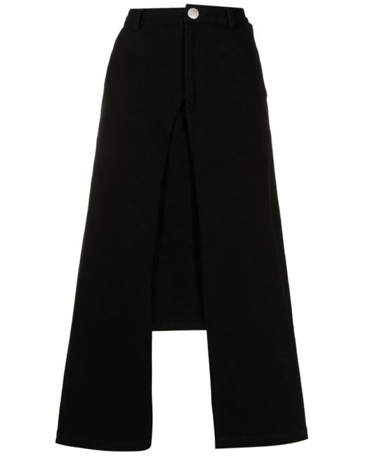 UMA | Raquel Davidowicz Black Front-slit Detail Midi Skirt