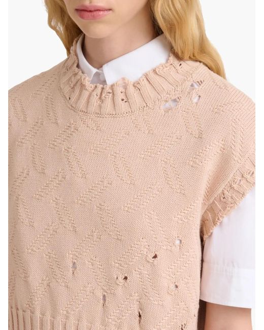 Marni White Textured-Knit Cropped Top