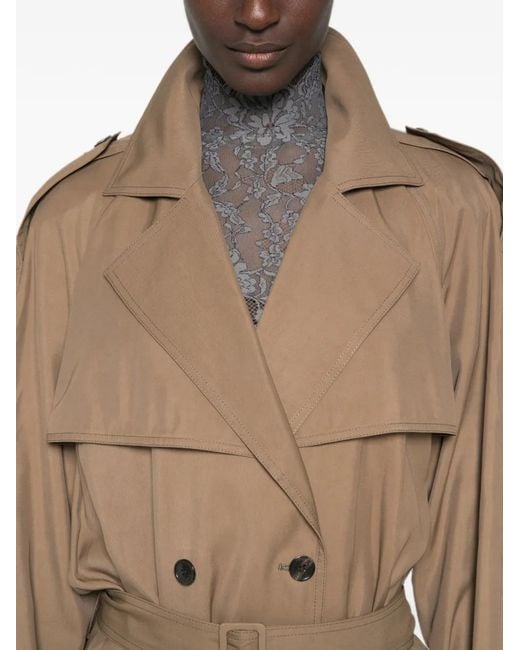 Saint Laurent Natural Double-Breasted Belted Trench Coat
