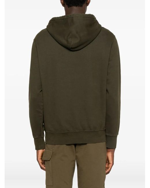 C P Company Green Logo-Embroidered Hoodie for men