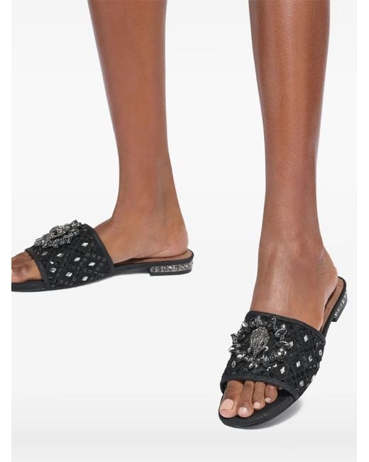 Kurt Geiger White Chelsea Crystal Eagle Head Sandals