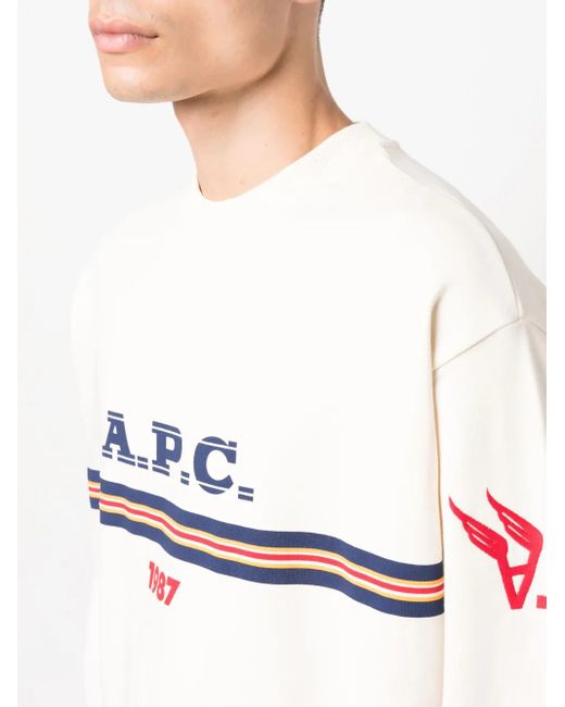 A.P.C. White Adam Logo-Print Cotton Sweatshirt for men