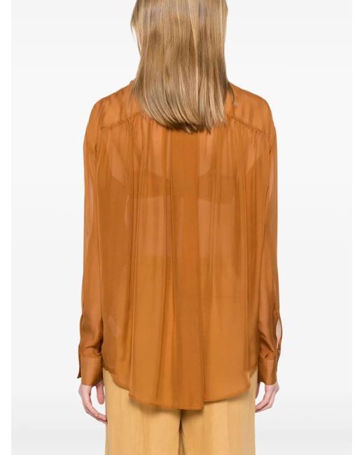 Forte Forte Zijde-Chiffon Blouse in het Brown