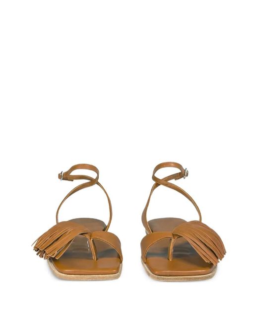 Vic Matié Brown Fringed Flat Sandals
