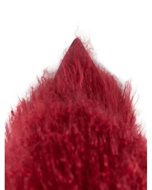 Paris Texas Red Fur Knee-High Boots