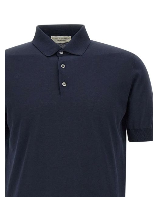 FILIPPO DE LAURENTIIS Blue Cotton Polo Shirt for men
