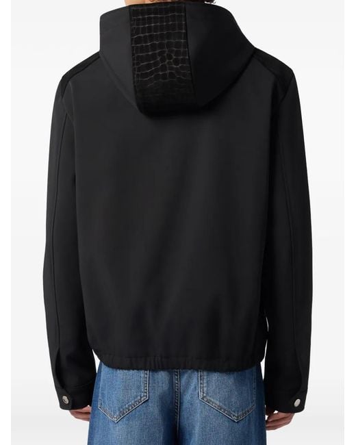 Philipp Plein Black Crocodile-Effect Panelled Jacket for men