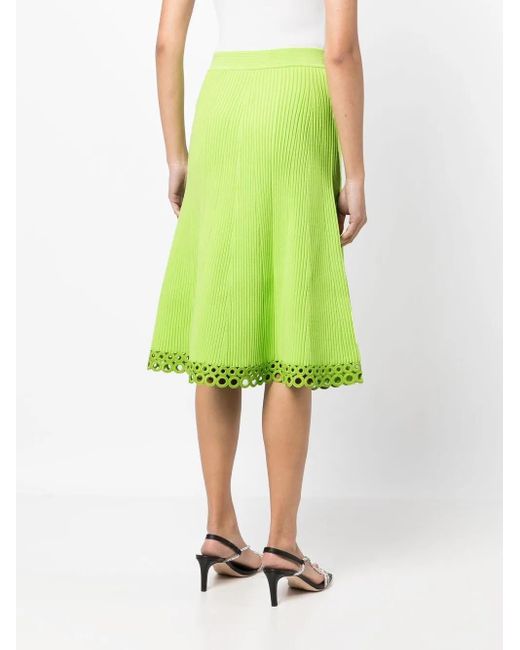 Jonathan Simkhai Green A-Line Ribbed Midi Skirt