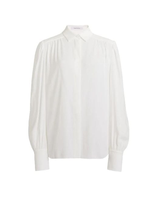 Another Tomorrow White Gathered Blouse