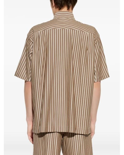Homme Plissé Issey Miyake Natural Striped Short-Sleeves Shirt for men