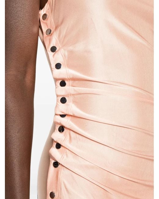 Rabanne White Robe Froncée À Détail Boutonné