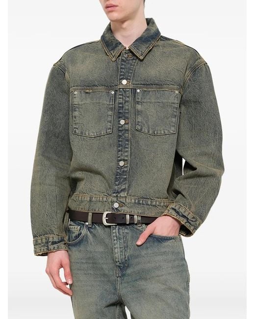 Represent Green Chest-Pocket Denim Jacket for men