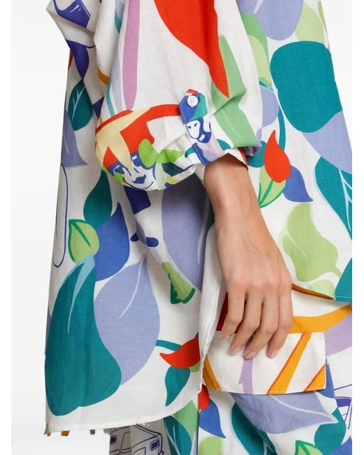 Amir Slama White Leaf Graphic Shirt