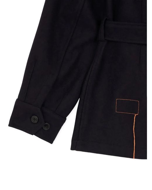 Fortela Blue Clint Belted Chest-Pocket Jacket for men