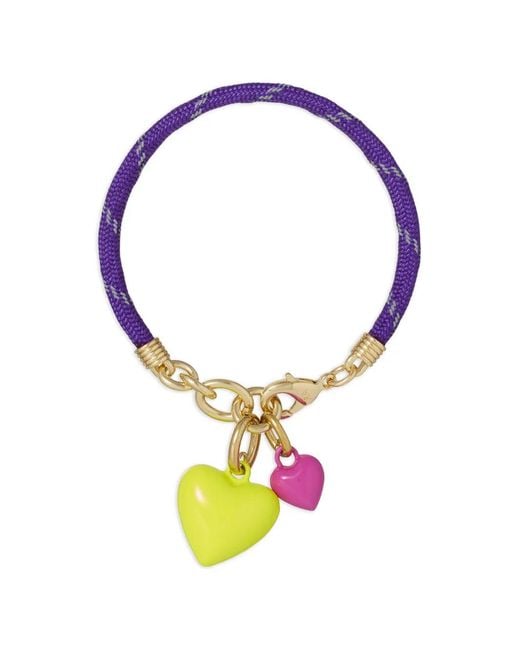 Roxanne Assoulin Blue Happy Cord Double-Heart Charm Bracelet