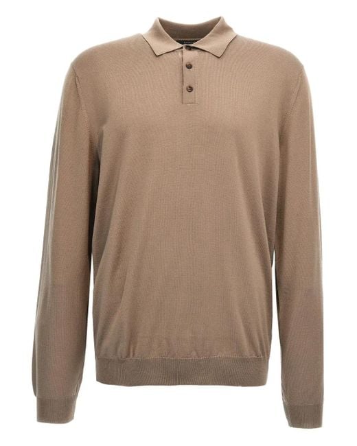 Zanone Brown Long-Cuffed Polo Shirt for men