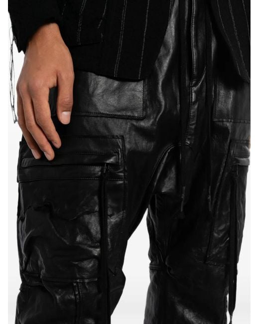 D HYGEN Black Leather Trousers for men