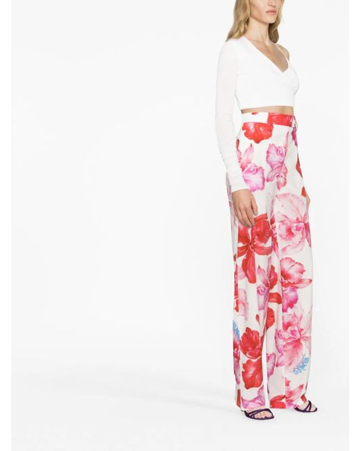 The Attico Jagger Floral-Print Tapered Trousers