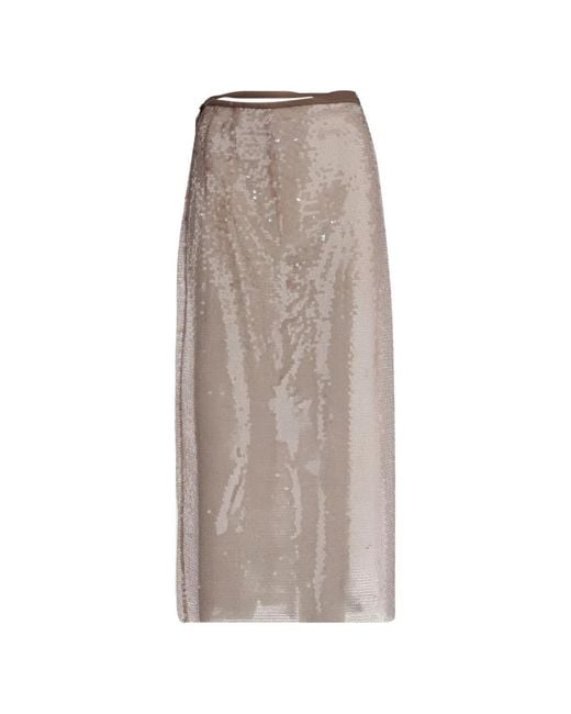 Niccolò Pasqualetti Natural Sequin Maxi Skirt