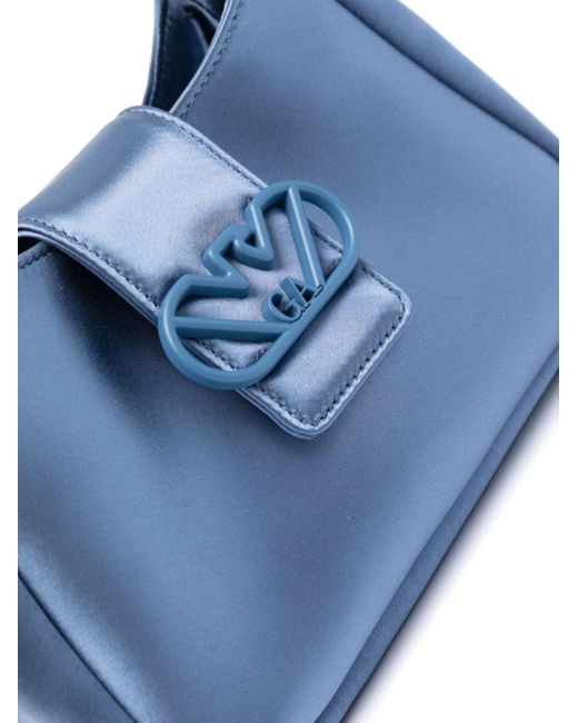 Emporio Armani Blue Logo-plaque Satin Tote Bag