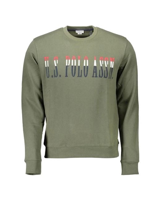 U.S. POLO ASSN. Green Logo-Print Crew-Neck Sweater for men