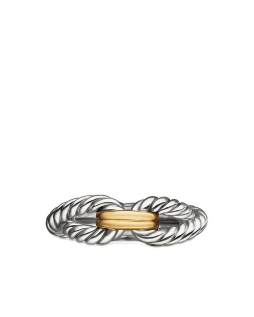 David Yurman Metallic 18Kt And Sterling Cable Loop Band Ring (7Mm)