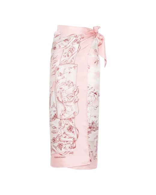 Ferragamo Pink Voyage-Print Silk Pareo