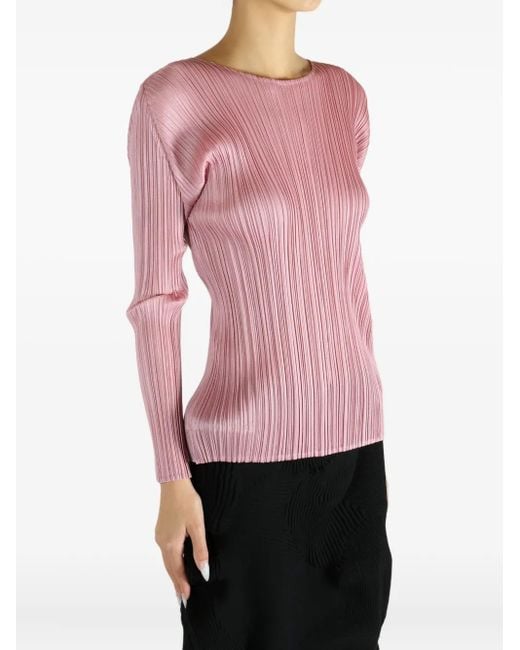 Pleats Please Issey Miyake Pleated Long-sleeve Top Pink