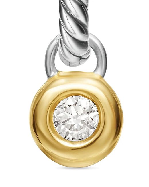 David Yurman Metallic 14Kt And Sterling Petite Cable Diamond Earrings (17.5Mm)
