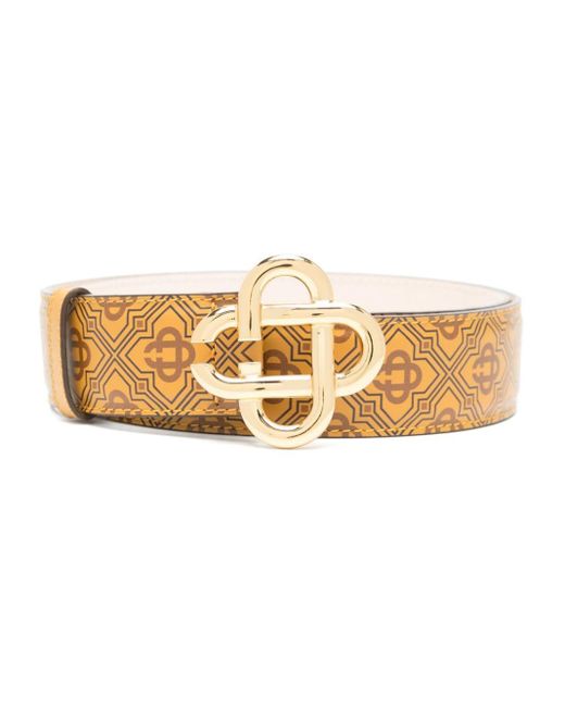 Casablancabrand Natural Monogram-pattern Leather Belt for men