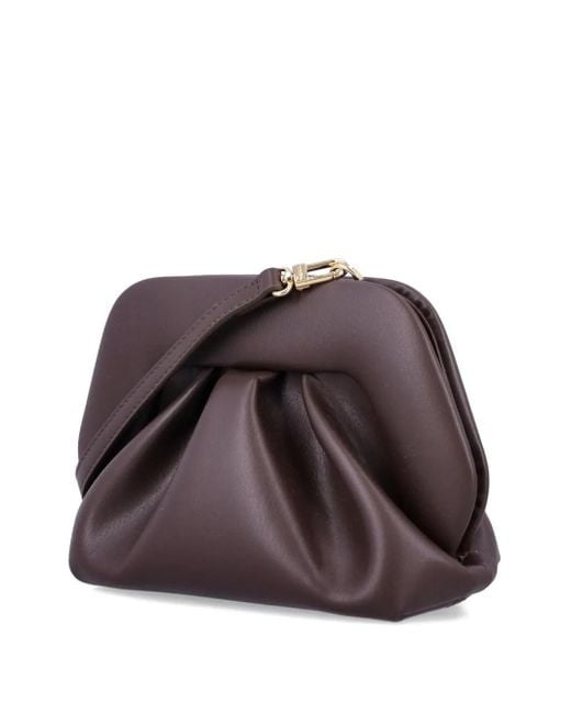 THEMOIRÈ Brown Gea Pleated-Panel Clutch Bag