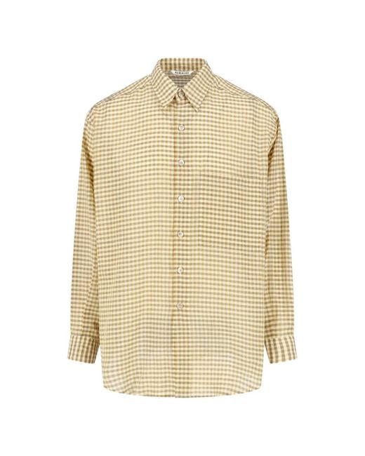 Auralee Natural Chemise Airy À Carreaux Vichy for men