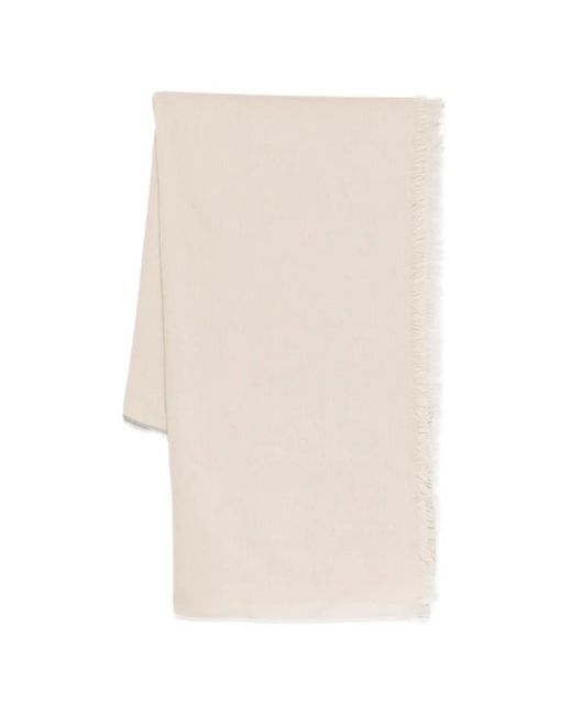 Eleventy White Frayed Scarf for men