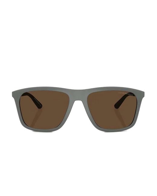 Emporio Armani Gray Matte-Frame Square Sunglasses for men