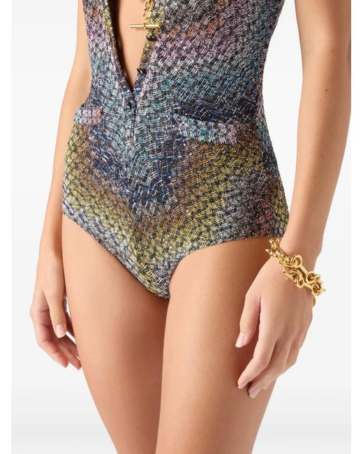Missoni Green V-Neck Swimsuit